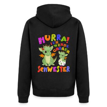 Hurra! Ich Werde Großer Schwester Cute Dragon Baby - Unisex Premium Bio Zip Hoodie - Schwarz - Hinten - Nico (187cm)