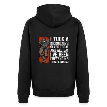 J’ai pris un cours de kickboxing kickboxer boxing fighter - Veste à capuche bio Premium Unisexe - noir - Dos - Nico (187cm)