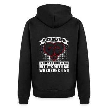 Kickboxing Is Only An Hour A Day Kickboxer Boxing - Unisex Premium Bio Zip Hoodie - Schwarz - Hinten - Nico (187cm)