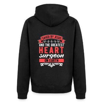 Heart Surgery Heart Transplant Recovery - Unisex Premium Organic Zip Hoodie - black - Back - Nico (187cm)