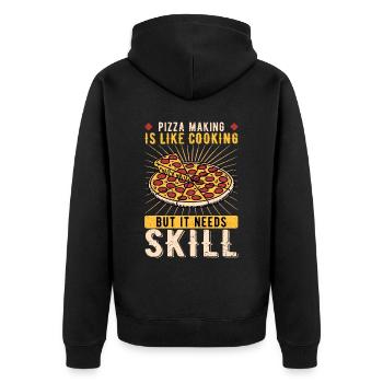 Pizzabäcker Pizzabäckerin Pizzaiolo - Unisex Premium Bio Zip Hoodie - Schwarz - Hinten - Nico (187cm)