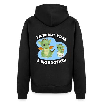 Je suis prêt à être un grand frère - Veste à capuche bio Premium Unisexe - noir - Dos - Nico (187cm)