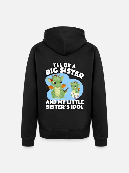 Jeg skal være storesøster og idolet - Premium økologisk unisex-hættejakke - sort