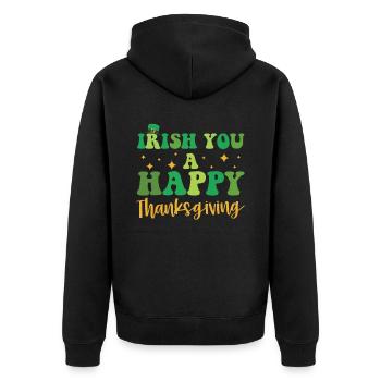 Les Irlandais partent pour un joyeux Thanksgiving - Veste à capuche bio Premium Unisexe - noir - Dos - Nico (187cm)