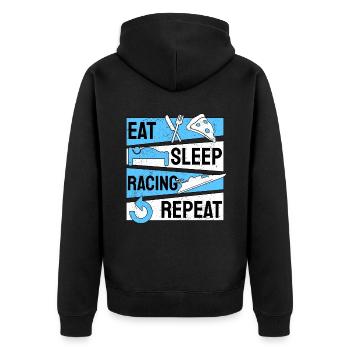Drag Boat Racing Eat Sleep Racing Repeat - Unisex Premium Bio Zip Hoodie - Schwarz - Hinten - Nico (187cm)
