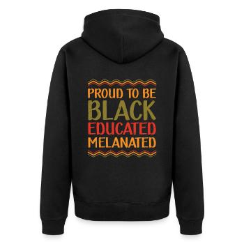 Proud To Be Black Formed Melaniert Schwarzer - Unisex Premium Organic Zip Hoodie - black - Back - Nico (187cm)