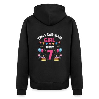 Parasaurolophus Girls Design Birthday Party - Unisex Premium Organic Zip Hoodie - black - Back - Nico (187cm)
