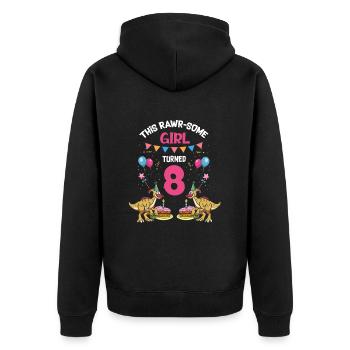Parasaurolophus Kids Design Dinosaurs - Unisex Premium Organic Zip Hoodie - black - Back - Nico (187cm)