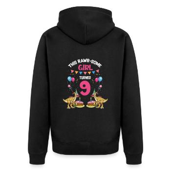 Parasaurolophus Kinder Design Dinosaurier - Unisex Premium Bio Zip Hoodie - Schwarz - Hinten - Nico (187cm)
