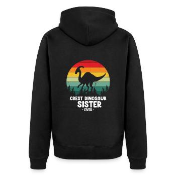 Paläontologie-Lehrer und Parasaurolophus Motif - Unisex Premium Bio Zip Hoodie - Schwarz - Hinten - Nico (187cm)