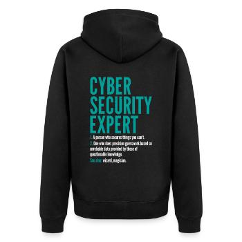 Cyber Security Expert Definition Coding Hacker - Unisex Premium Bio Zip Hoodie - Schwarz - Hinten - Nico (187cm)