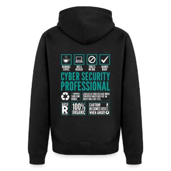 Cyber Security Professional Fakten Coding Hacker - Unisex Premium Bio Zip Hoodie - Schwarz - Hinten - Nico (187cm)