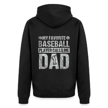 My Favorite Baseball Player Calls Me Dad Baseball - Unisex Premium Bio Zip Hoodie - Schwarz - Hinten - Nico (187cm)