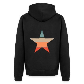 Stern Retro Vintage Stern Symbole und Formen Stern - Unisex Premium Bio Zip Hoodie - Schwarz - Hinten - Nico (187cm)