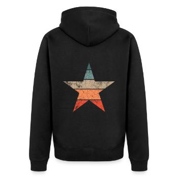 Star Retro Vintage Star Symbols and Shapes Star - Unisex Premium Organic Zip Hoodie - black - Back - Nico (187cm)