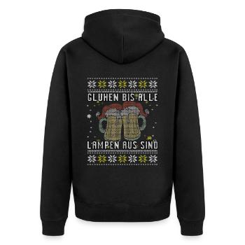 Glühen bis alle Lampen aus sind - Weihnachtsmarkt - Unisex Premium Bio Zip Hoodie - Schwarz - Hinten - Nico (187cm)