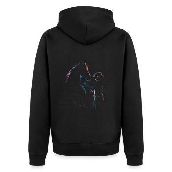 Pferde Mädchen Liebe Reiterin Pferd Liebhaber - Unisex Premium Bio Zip Hoodie - Schwarz - Hinten - Nico (187cm)