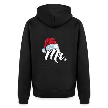 Santa Claus Cap Mr. Outfit for Christmas - Unisex Premium Organic Zip Hoodie - black - Back - Nico (187cm)