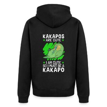 Ich bin ein Kakapo flugunfähiger Papagei - Unisex Premium Bio Zip Hoodie - Schwarz - Hinten - Nico (187cm)