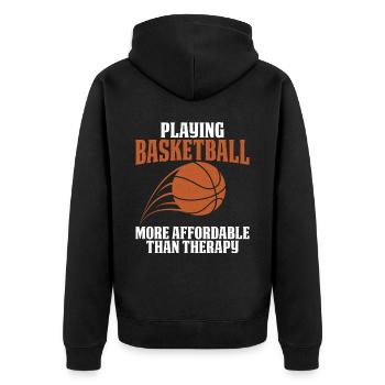 Basketball Spielen Ist - Unisex Premium Bio Zip Hoodie - Schwarz - Hinten - Nico (187cm)
