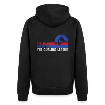 L’homme Le mythe La légende du curling Curling Papa - Veste à capuche bio Premium Unisexe - noir - Dos - Nico (187cm)