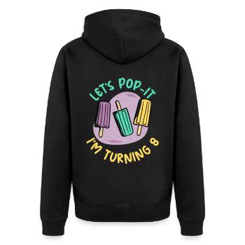 Lassen Sie Es Bunten Text Mit Pop-art Für - Unisex Premium Bio Zip Hoodie - Schwarz - Hinten - Nico (187cm)