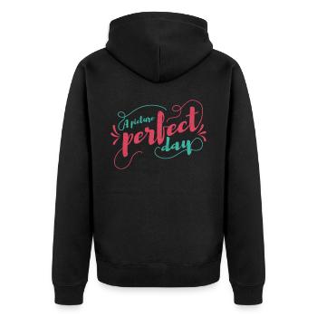 Ein Perfektes Tag-ehe-design Für Die Braut - Unisex Premium Bio Zip Hoodie - Schwarz - Hinten - Nico (187cm)