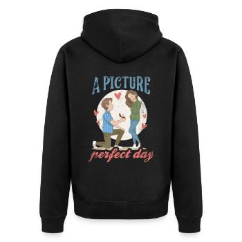 Ein Perfektes Tag-ehe-design Für Die Braut - Unisex Premium Bio Zip Hoodie - Schwarz - Hinten - Nico (187cm)