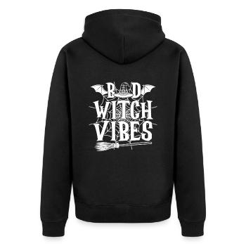 Bad Witch Vibes Halloween Kostüm Hexenliebhaber - Unisex Premium Bio Zip Hoodie - Schwarz - Hinten - Nico (187cm)