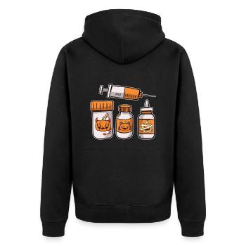 Syringe Capsules Nurse Halloween Party - Unisex Premium Organic Zip Hoodie - black - Back - Nico (187cm)