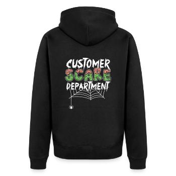 Kundendienst Der Kundendienstabteilung - Unisex Premium Bio Zip Hoodie - Schwarz - Hinten - Nico (187cm)