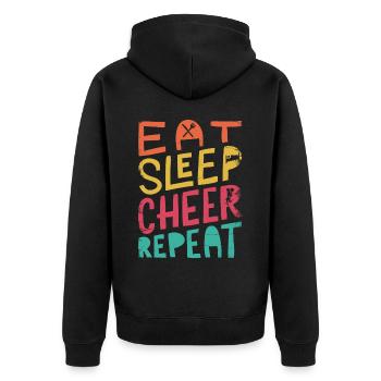 Alles Über Dieses Basisdesign Für Cheerleader - Unisex Premium Bio Zip Hoodie - Schwarz - Hinten - Nico (187cm)