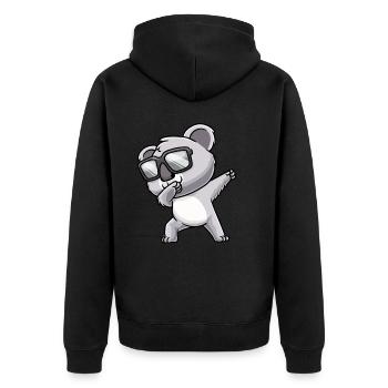 Dabbing Koala Mit Sonnenbrille - Unisex Premium Bio Zip Hoodie - Schwarz - Hinten - Nico (187cm)