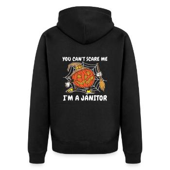 Can't scare me, I'm a - Unisex Premium Organic Zip Hoodie - black - Back - Nico (187cm)