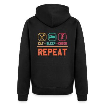 Alles Über Dieses Basisdesign Für Cheerleader - Unisex Premium Bio Zip Hoodie - Schwarz - Hinten - Nico (187cm)