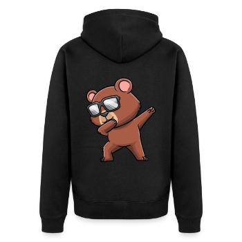 Dabbing Bear with Sunglasses - Unisex Premium Organic Zip Hoodie - black - Back - Nico (187cm)
