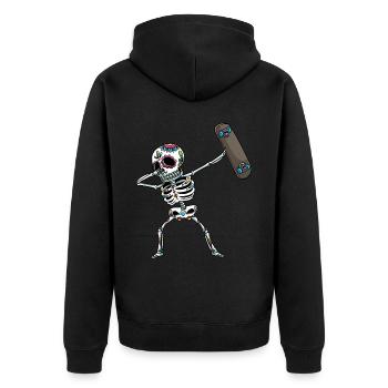 Skeleton Skateboard Halloween - Unisex Premium Organic Zip Hoodie - black - Back - Nico (187cm)