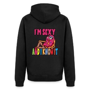 Lustiger Leckerer Donut für einen - Unisex Premium Bio Zip Hoodie - Schwarz - Hinten - Nico (187cm)