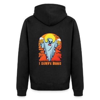 Served & Boos Waitress Waitress Server Halloween - Unisex Premium Organic Zip Hoodie - black - Back - Nico (187cm)
