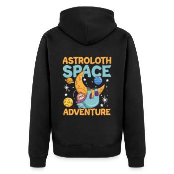 Astroloth Space Adventure Faultier - Unisex Premium Bio Zip Hoodie - Schwarz - Hinten - Nico (187cm)