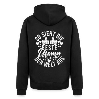 Beste Uroma Der Welt Urgroßmutter - Unisex Premium Bio Zip Hoodie - Schwarz - Hinten - Nico (187cm)
