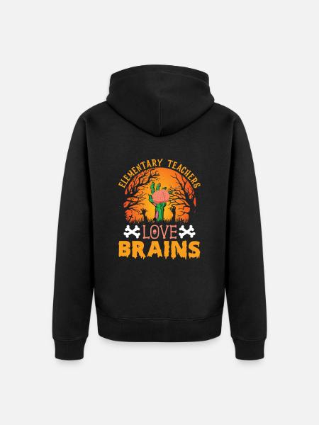 Elementarlehrer Lieben Brains Grundschule - Unisex Premium Bio Zip Hoodie - Schwarz