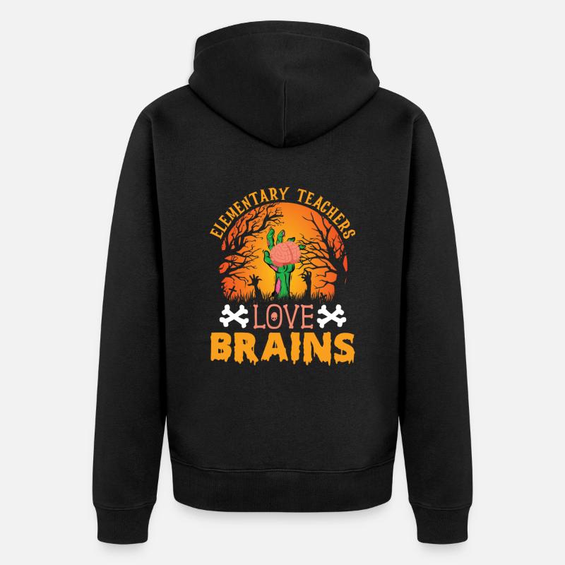 Elementarlehrer Lieben Brains Grundschule - Unisex Premium Bio Zip Hoodie - Schwarz