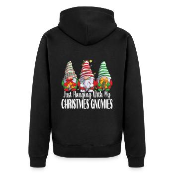 Just Hanging With My Christmas Gnomies Weihnachten - Unisex Premium Bio Zip Hoodie - Schwarz - Hinten - Nico (187cm)
