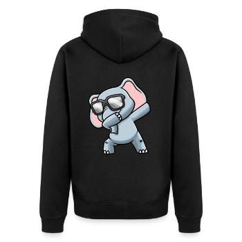 Elefant Mit Sonnenbrille Dabbing - Unisex Premium Bio Zip Hoodie - Schwarz - Hinten - Nico (187cm)
