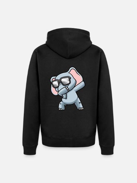 Elefant Mit Sonnenbrille Dabbing - Unisex Premium Bio Zip Hoodie - Schwarz