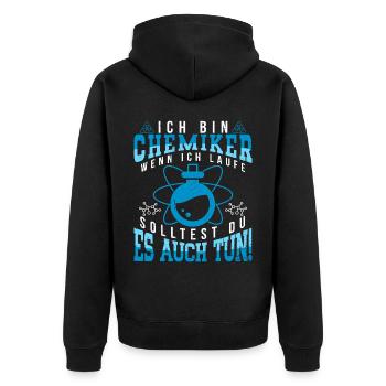 Chemie Chemiker Chemiestudent Lustig Labor - Unisex Premium Bio Zip Hoodie - Schwarz - Hinten - Nico (187cm)