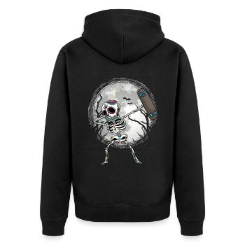 Skeleton Skateboard Halloween Skater - Unisex Premium Organic Zip Hoodie - black - Back - Nico (187cm)