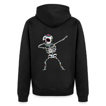 Dabbing Sugar Skull Skeleton Dia De Los Muertos - Unisex Premium Organic Zip Hoodie - black - Back - Nico (187cm)