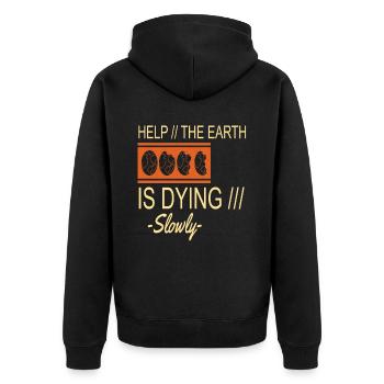 The-earth-is-dying Slowly Earth Protection Support - Unisex Premium Organic Zip Hoodie - black - Back - Nico (187cm)